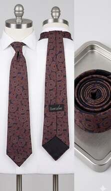 Executive Men's Geometric Pattern Necktie Brown Blue